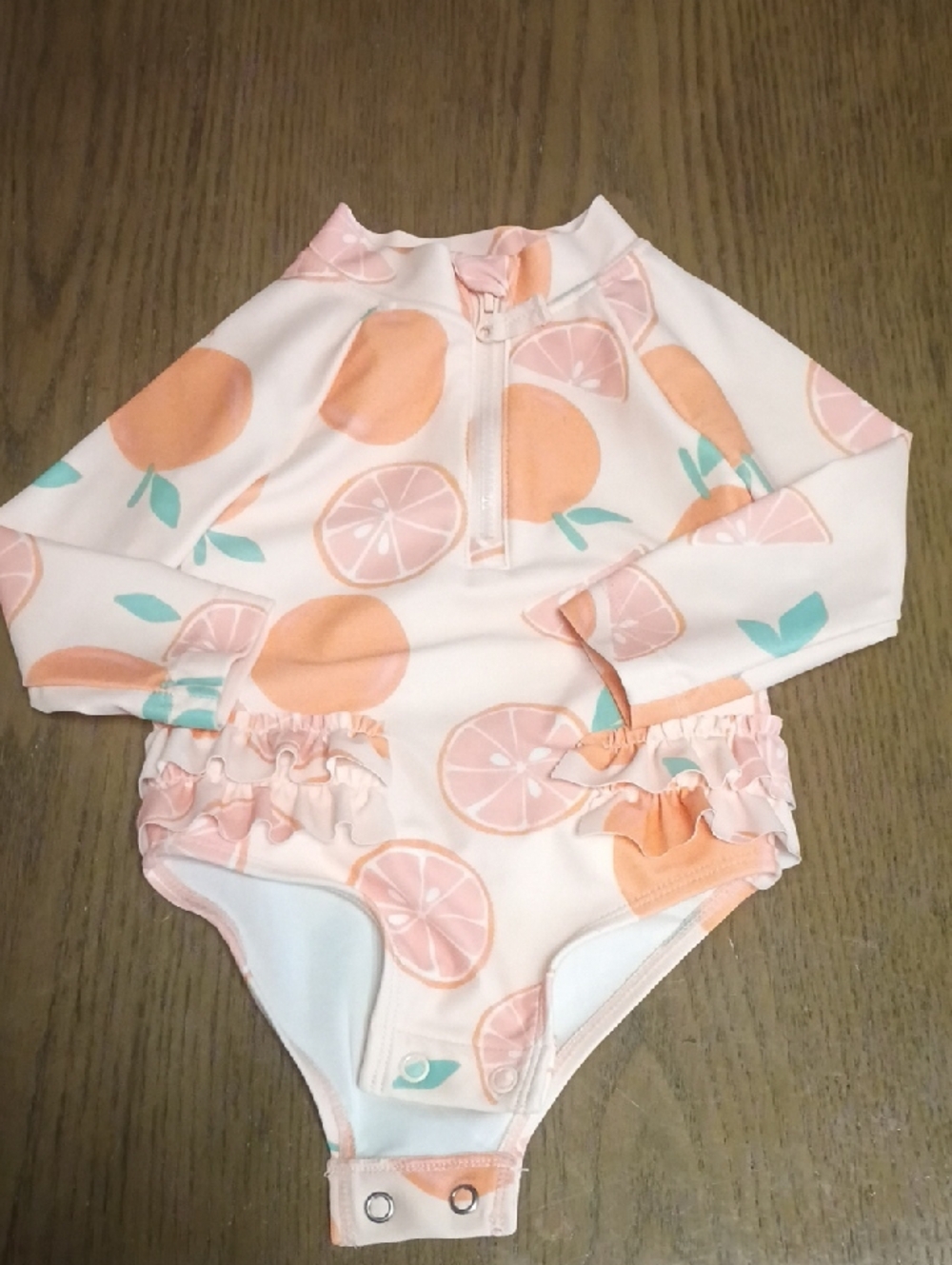 Carter's Peach & Mint Citrus Zip-Front Rash Guard One-Piece